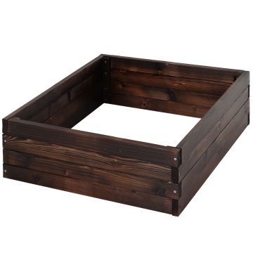 Outsunny Pat înalt pentru grădină, cutie pentru plante, pat pentru legume, pentru ierburi, lemn masiv, maro închis, 60 x 60 x 23 cm | Aosom Romania