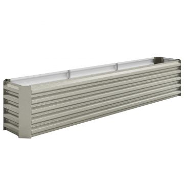 Outsunny Pat pătrat pentru grădină pat ridicat din oțel galvanizat bare de susținere și plăci de colț fund deschis 240x40x45cm gri argintiu | Aosom Romania