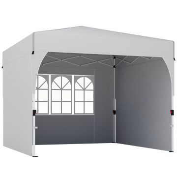 Outsunny Pavilion de grădină 3 x 3 m pop-up, pavilion pliant reglabil pe înălțime, protecție UV50+, 3 pereți laterali, crem | Aosom Romania