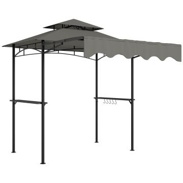 Outsunny Pavilion de grătar 242x149x248 cm rezistent la apă ignifug pavilion de grădină cu acoperiș cu dublu strat Gri | Aosom Romania