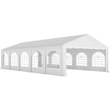 Outsunny Pavilion pentru Petreceri 10x5 m cu 10 Pereți Laterali Detașabili, Pavilion de Grădină cu 5 Secțiuni, Uși cu Fermoar și Ferestre, Pavilion pentru Nunți, Evenimente, Întâlniri, UV30+, Alb | Aosom Romania