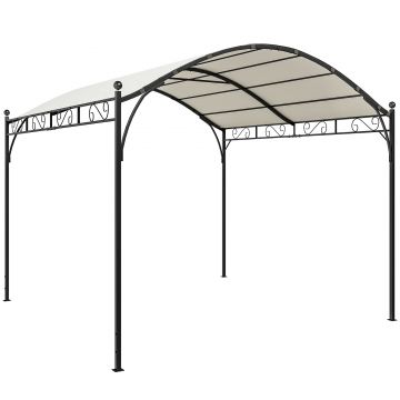 Outsunny Pergolă 3x3m cu Acoperiș Arcuit, Gazebo din Metal și Poliester 180g/m² cu Șuruburi, pentru Exterior, Terasă și Grădină, Protecție UV30+, Alb Crem | Aosom Romania