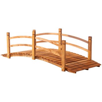 Outsunny Pod de Grădină din Lemn Decor pentru Grădină dim. 185L x 72l x 58H cm cu Balustradă, Lemn de Brad, Portocaliu | Aosom Romania