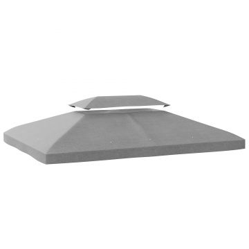 Outsunny Prelată de Schimb 4x3 m cu Acoperiș Dublu Orificii de Scurgere și Protecție UV Doar Prelată NU Include Cadru Gri Deschis | Aosom Romania