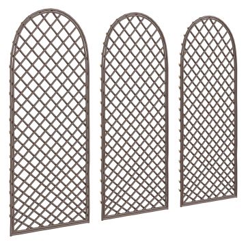 Outsunny Set de 3 spalieri de grădină din nuiele împletite Panou Arc pentru Plante cățărătoare 43 x 2 x 112 cm, efect lemn natural | Aosom Romania