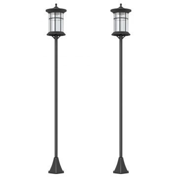 Outsunny Set de două lampioane solare tradiționale de 1,8m - Negru | Aosom Romania
