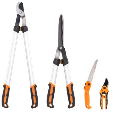 Outsunny Set de Grădinărit 4 Piese cu Foarfecă, Foarfece de Tăiat Crengi, Foarfece de Tuns și Fierăstrău Pliabil | Aosom Romania
