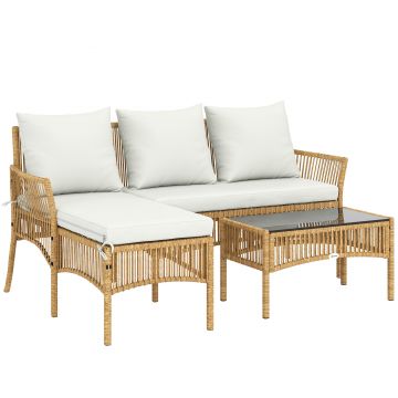 Outsunny Set de Mobilier de Grădină, Set de Grădină 3 Piese, Crem Natural | Aosom Romania