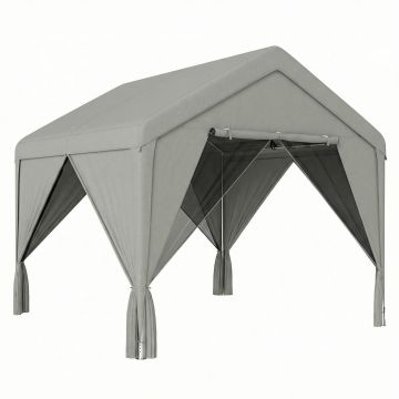 Outsunny Tonelă de grădină pavilion de grădină impermeabil structură robustă din oțel galvanizat cu acoperiș în două ape 3x3m gri | Aosom Romania