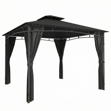 Outsunny Tonnelă de Grădină Exterior Cadru de Acoperiș Retractabil și Acoperiș Dublu UV50+Impermeabil 3x3m Gri Antracit | Aosom Romania