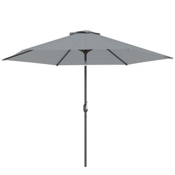 Outsunny Umbrelă de Grădină 3x3 m Înclinabilă cu Deschidere prin Manivelă, Umbrelă de Exterior cu Husă, Anti-UV 30+ din Metal și Poliester 180 g/㎡, Gri | Aosom Romania