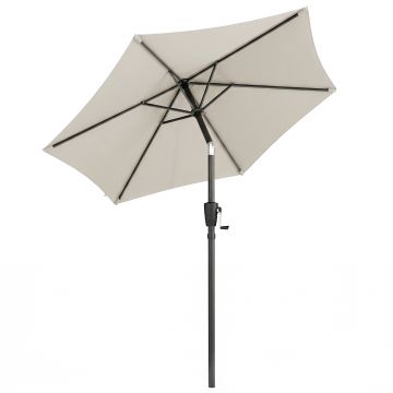 Outsunny Umbrelă de Grădină Inclinabilă 2x2 m cu 6 Spițe și Manivelă, din Metal și Poliester Gri Deschis | Aosom Romania