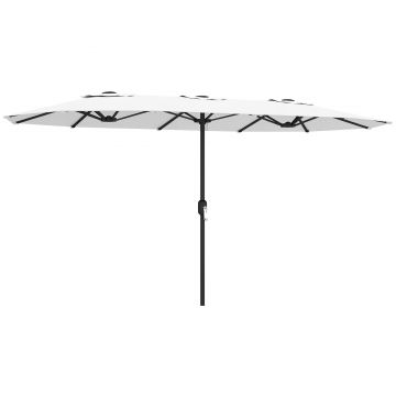 Outsunny Umbrelă Dublă de Grădină 4,6x2,6 m cu Manivelă Manuală Protecție UV50+ Husă Rezistentă la Apă Alb | Aosom Romania