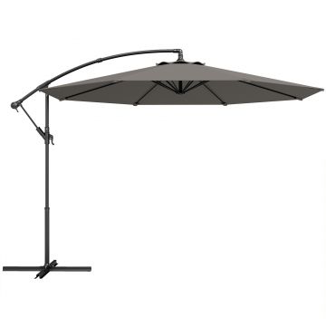 Outsunny Umbrelă excentrică Ø300 cm cu bază încrucișată copertină reglabilă și manivelă UPF30+ pentru terasă patio gri | Aosom Romania
