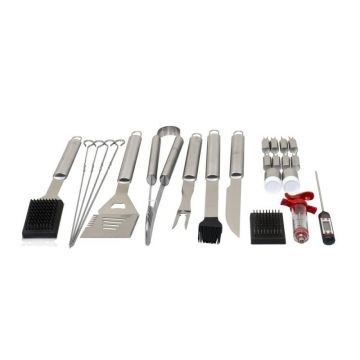 Piese pentru Gratar, Inox si Borseta pentru Depozitare, 24 Bucati