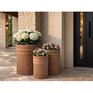 Set 3 ghivece, Mauro Ferretti, Colombia Outdoor, 41.5x50 cm, polirasina, rosu