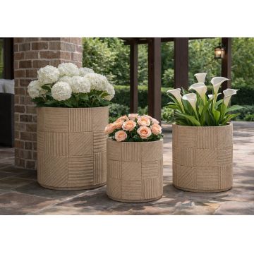 Set 3 ghivece, Mauro Ferretti, Venezuela Outdoor, 43x39 cm, polirasina, gri