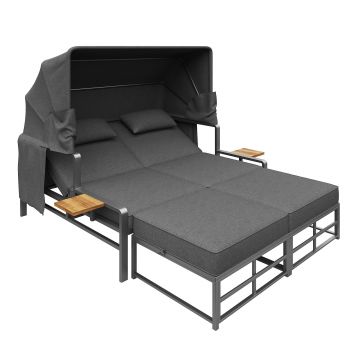 Set de lounge pentru grădină pentru 2-4 persoane, Gri închis | Aosom Romania