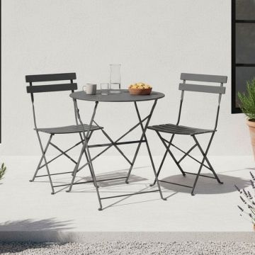 Set masă și scaune Bistro, 3 piese, antracit