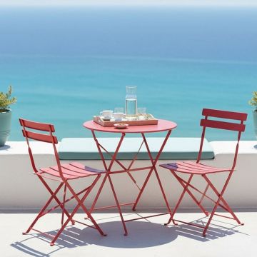 Set masă și scaune Bistro, 3 piese, teracotă