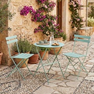 Set masă și scaune Bistro, 3 piese, verde mentă