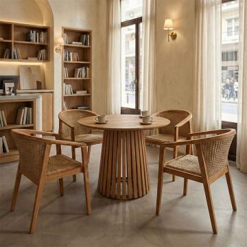 Set masă și scaune Granny-Kenda, 5 piese, natural/bej