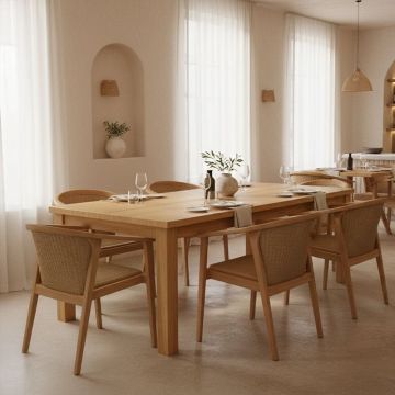 Set masă și scaune Granny-Wooly, 7 piese, natural/bej