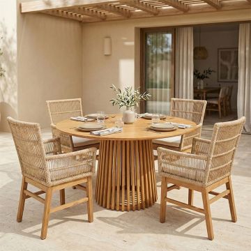 Set masă și scaune Inca-Kenda I, 5 piese, natural/bej