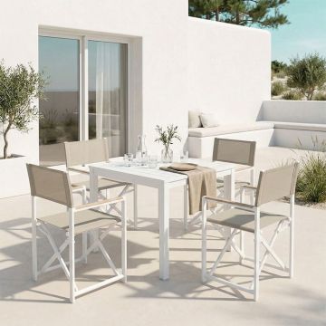 Set masă și scaune Kliton - Mabu, 5 piese, alb