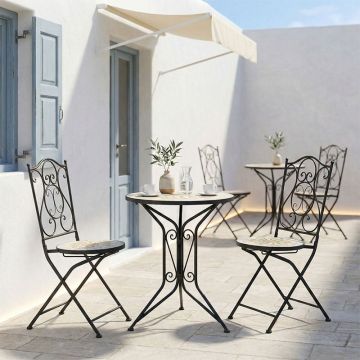 Set masă și scaune Sellis, 3 piese, negru