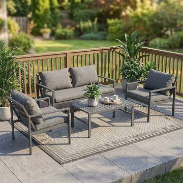 Set mobilier de grădină Gardenly, 4 piese, antracit/gri