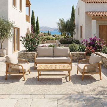 Set mobilier de grădină Malibu II, 4 piese, natural/bej