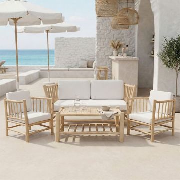 Set mobilier de grădină Mayorka, 4 piese, natural/alb