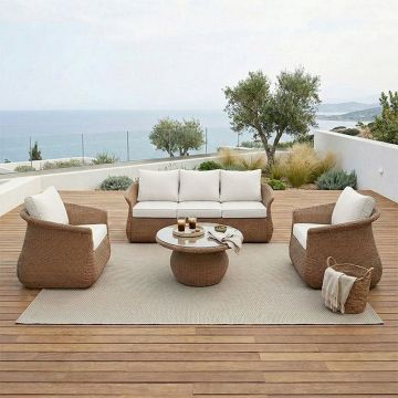 Set mobilier de grădină Tropicana, 4 piese, maro/bej