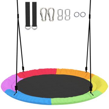 AIYAPLAY Leagăn Tip Cuib pentru Copii Ø100 cm, Leagăn de Copac cu Corzi Reglabile și Curele, Joc de Exterior pentru Copii 3-8 Ani, Capacitate 300 kg, Multicolor | Aosom Romania