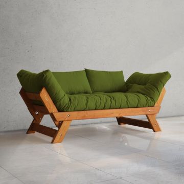 Canapea de gradina cu 2 locuri, Hanah Home, CPT8106-210, Teak / Verde