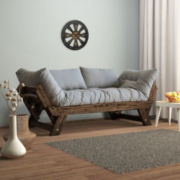 Canapea de gradina cu 2 locuri, Hanah Home, CPT8113-210, Nuc / Gri