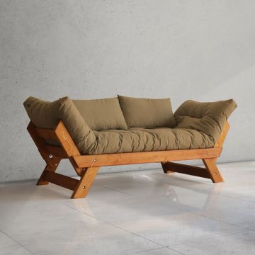 Canapea de gradina cu 2 locuri, Hanah Home, CPT8125-210, Teak / Cămilă