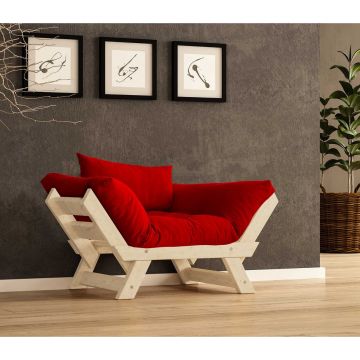 Fotoliu de gradina, Hanah Home, CPT8145-140, Natural/Roșu