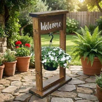 Ghiveci decorativ de grădină, Huhu657, 55x100 cm, Stejar de Aur