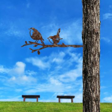 Obiect decorativ de grădină, Bird On The Branch 03, 55x22 cm, Maro