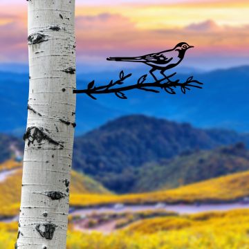 Obiect decorativ de grădină, Bird On The Branch 05, 50x20 cm, Negru