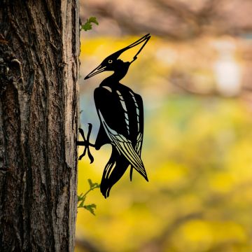 Obiect decorativ de grădină, Bird On The Branch 10, 22x40 cm, Negru