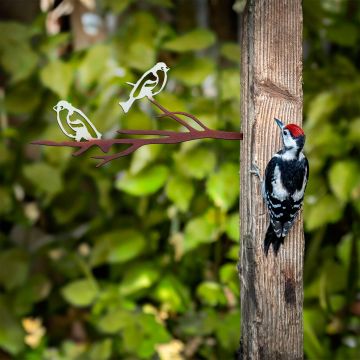 Obiect decorativ de grădină, Bird on the branch 28, 20x45 cm, Multicolor