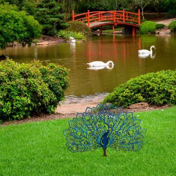 Obiect decorativ de grădină, Peacock v2, 60x38 cm, Multicolor