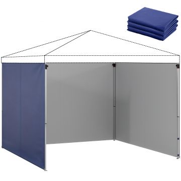 Outsunny 3 Pereți Laterali pentru Pavilioane 300x300 cm, 300x200 cm, Pereți Laterali de Rezervă din Țesătură Oxford cu Fermoar, Albastru | Aosom Romania