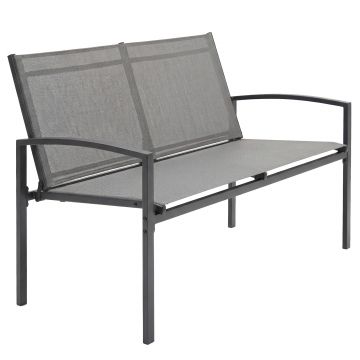 Outsunny Bancă de grădină 2 locuri rezistentă la intemperii metal bancă pentru exterior cu șezut respirabil și brațe curbate 112 x 66 x 80 cm Gri | Aosom Romania