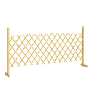 Outsunny Barieră extensibilă din lemn de brad 180 cm, bază stabilă, pentru interior exterior balcon grădină, 180x30x90cm, natural | Aosom Romania