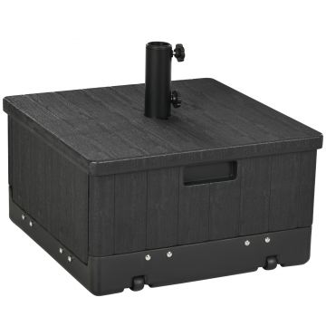 Outsunny Bază pentru Umbrelă 3-în-1 Exterior, Măsuță de Cafea, Jardinieră cu Orificiu de Scurgere, Capacitate 80 kg, Suport Umplut cu Roți și Mânere pentru Terasă și Piscină, Negru | Aosom Romania