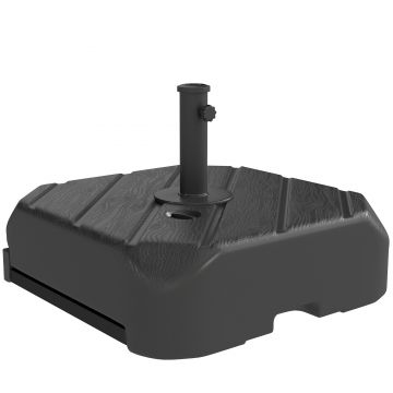 Outsunny Bază pentru umbrelă pe roți, umplere cu 45 kg apă / 72 kg nisip, pentru stâlp Ø 38 și 48 mm, negru | Aosom Romania